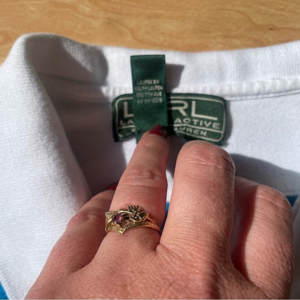 Vintage Ralph Lauren Rugby Collared Knit Blue White Embroidered Crest Heritage L - Picture 5 of 7